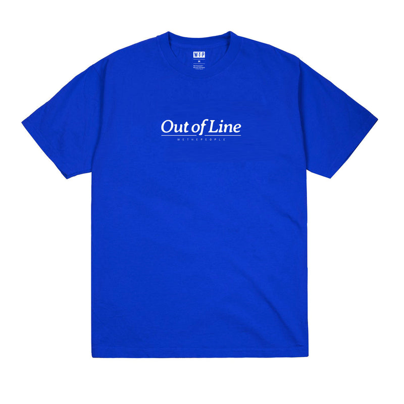 WETHEPEOPLE Out Of Line T-Shirt in royal blue with screen printed logo, 100% combed cotton.