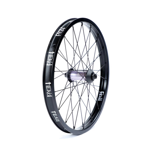 Black Fiend Cab front wheel with 36h 6061 aluminum rim, 14g spokes, and nylon hub guards