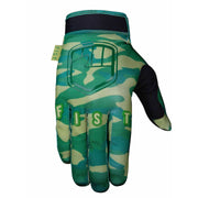 FIST CAMO STOCKER GLOVES with green camo stretch twill upper, Clarino palm, touchscreen fingertips, and adjustable closure
