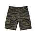 CULT military shorts in green and black camouflage pattern with cargo pockets