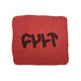 Red durable cleaning rag with black Cult logo, highly absorbent and designed for maintenance tasks.