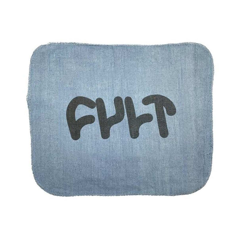 Durable blue cleaning rag with black Cult logo, highly absorbent for maintenance tasks