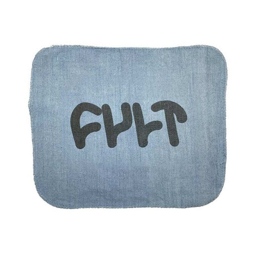 Durable blue cleaning rag with black Cult logo, highly absorbent for maintenance tasks