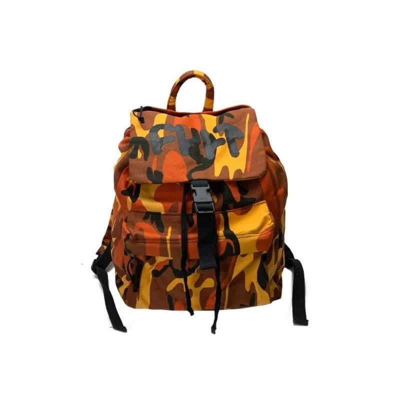 Camouflage pattern Cult Thick Logo Backpack with front buckle and spacious compartments