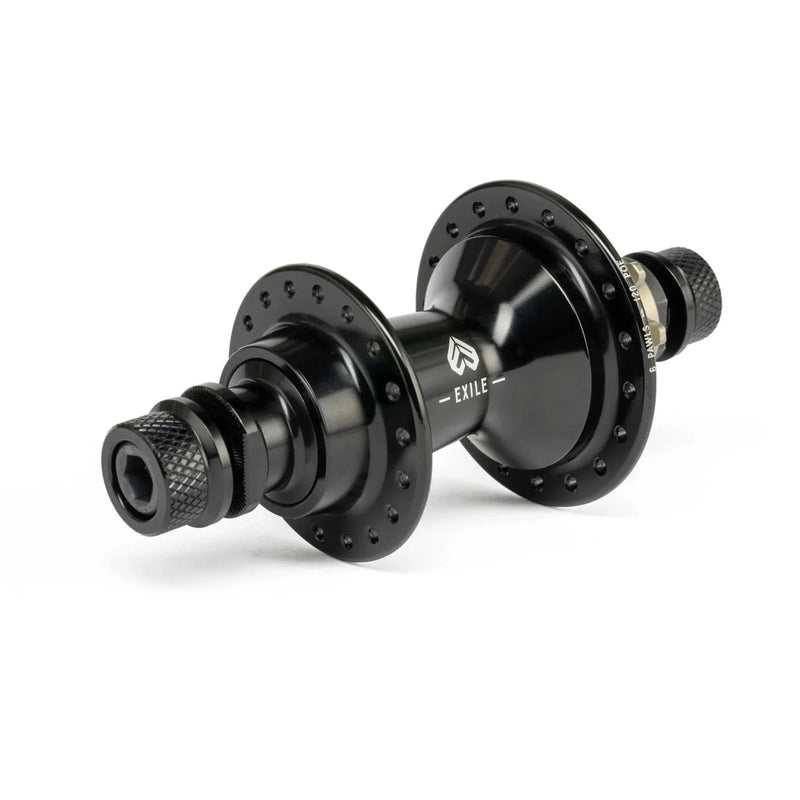 Lightweight ÉCLAT EXILE CS HUB, black alloy, designed for trail and transition riders with rapid 120-point engagement.