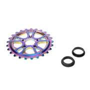 ÉCLAT RS SPROCKET in 6061-T6 alloy with adapters for 19mm, 22mm, and 24mm spindles.