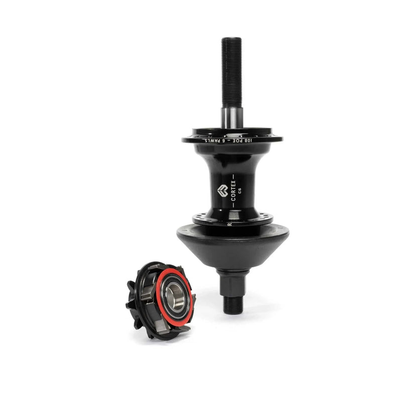 ÉCLAT CORTEX EVO CS rear hub with 108 POE 6-pawl mechanism, black, high-quality sealed bearings.