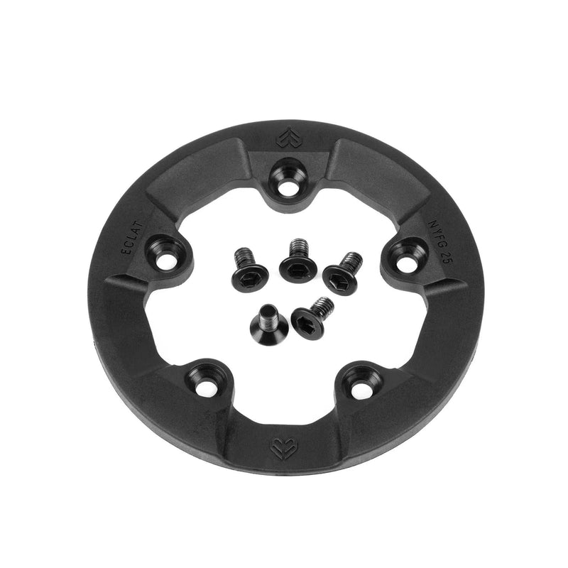 Black 11mm thick ÉCLAT FELIX SPROCKET replacement guard made of nylon-fiberglass with five bolts included.