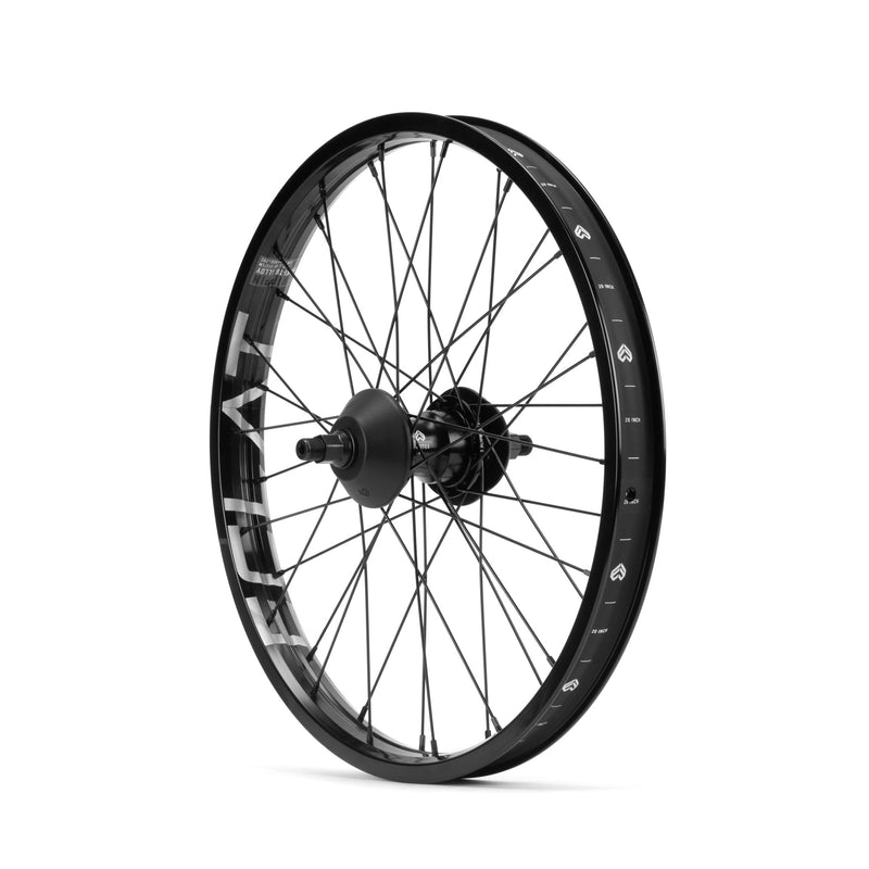 ÉCLAT Trippin/Cortex EVO FC freecoaster rear wheel with black spokes and rim, featuring nylon hub guards.