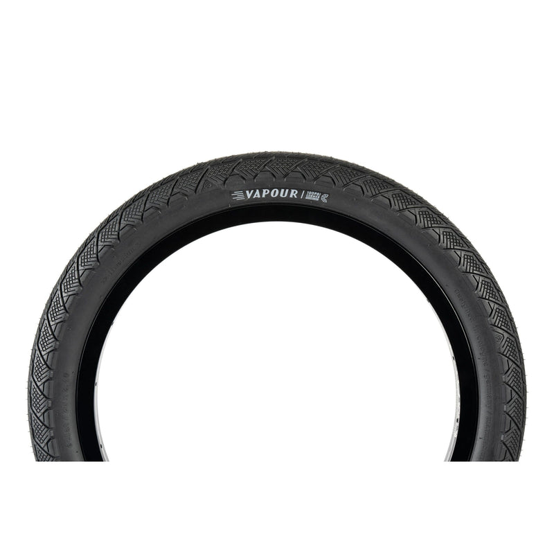 ÉCLAT VAPOUR TIRE, black BMX tire with multi-textured tread, 2.40" size, COBWEB technology, high grip.