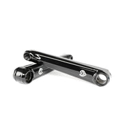 ÉCLAT TIBIA XLT CRANKSET in glossy black, lightweight BMX cranks with 3-piece design and 7075-T6 alloy bolts.
