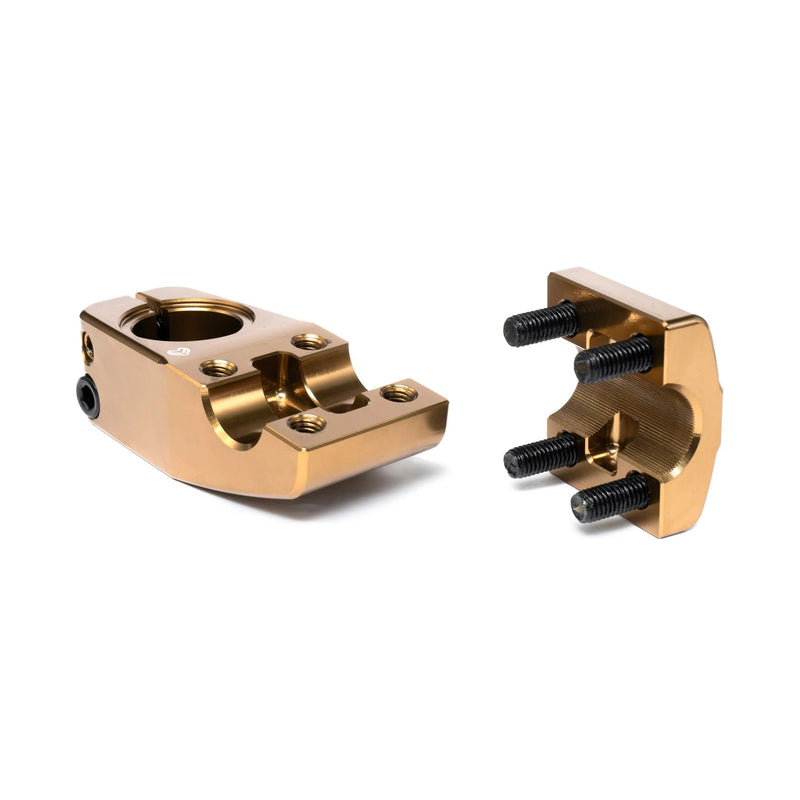 ÉCLAT METRA STEM with high-rise design, wide faceplate, and Shark Tooth Clamping system for secure bar fit.