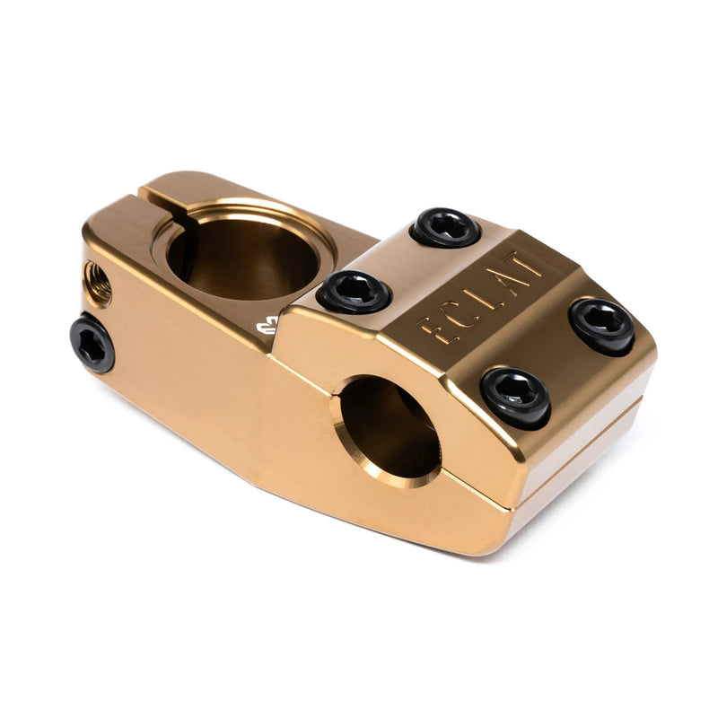 ÉCLAT METRA STEM with 30mm rise, wide faceplate, and Shark Tooth Clamping system in 6061-T6 alloy.