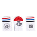 White ÉCLAT 08 socks with multicolored stripes, 100% cotton.