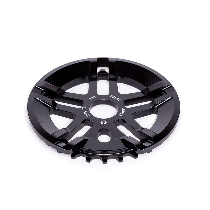 ÉCLAT ABYSS GUARD SPROCKET black 25t or 28t CNC machined 7075-T6 alloy bike sprocket with five-spoke design and weight-saving cutouts