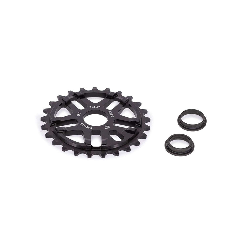 Black ÉCLAT ABYSS SPROCKET 25t CNC machined 6061-T6 alloy bike sprocket with adaptors for different spindle sizes