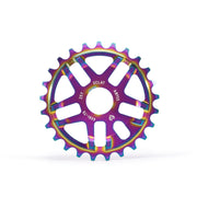 ÉCLAT ABYSS SPROCKET 25T rainbow CNC machined 6061-T6 alloy BMX sprocket with strengthened arms and offset teeth for perfect chain alignment