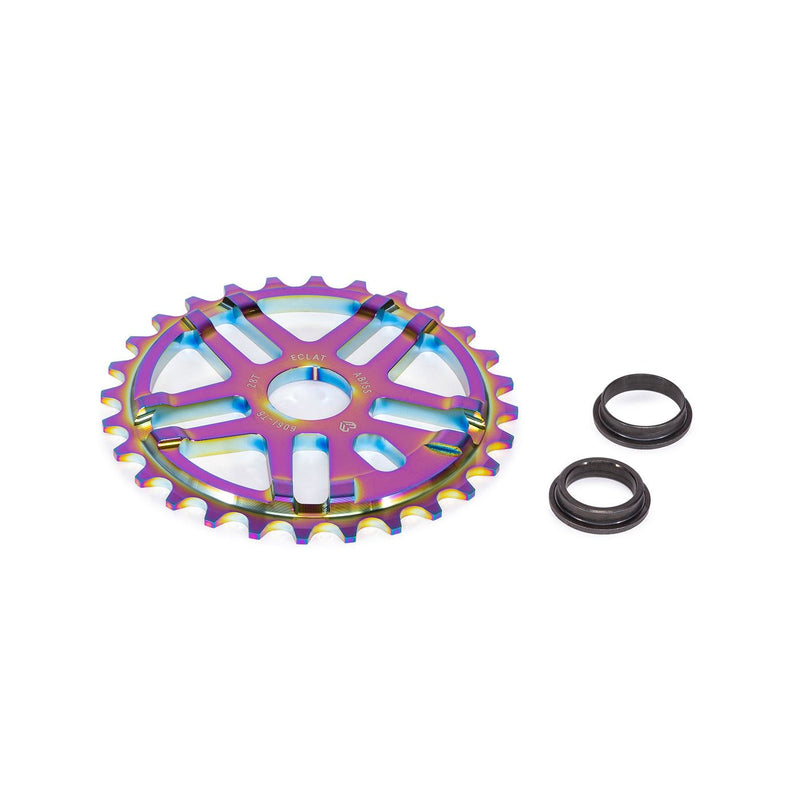ÉCLAT ABYSS SPROCKET oil slick CNC machined 6061-T6 alloy bike sprocket with adaptors for various spindle sizes