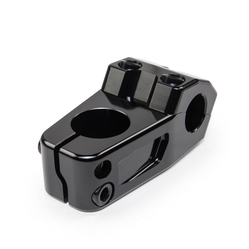 ÉCLAT BURNS V2 TOP LOAD STEM, CNC machined 6061-T6 alloy, black, designed for strength and impact resistance.