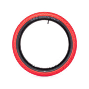 ÉCLAT DECODER TIRE street BMX tire with red tread and black sidewall, 60TPI, durable and grippy design for street riding