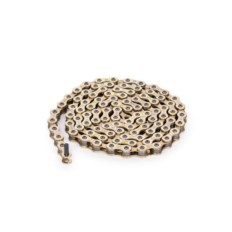 Diesel chain, durable motorbike chain with half link, steel chromized, lightweight design, 100 links.