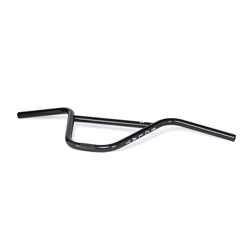 Black Dive Bar BMX handlebars with updated geometry, 9.25″ to 10″ rise options, made from seamless 4130 crmo tubing for strength and durability.