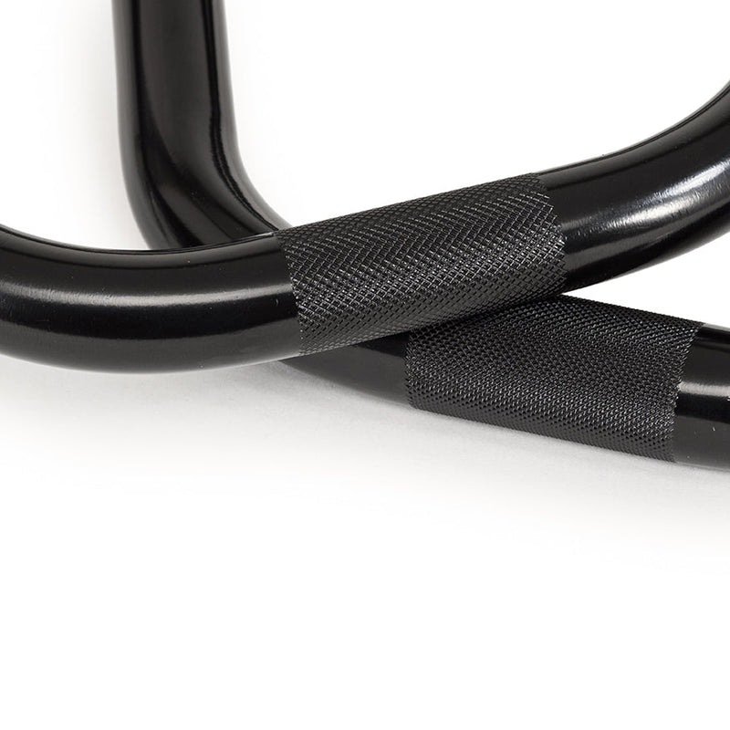 Black Dive Bar handlebars with seamless 4130 Chromoly tubing, featuring updated geometry and grip texture.