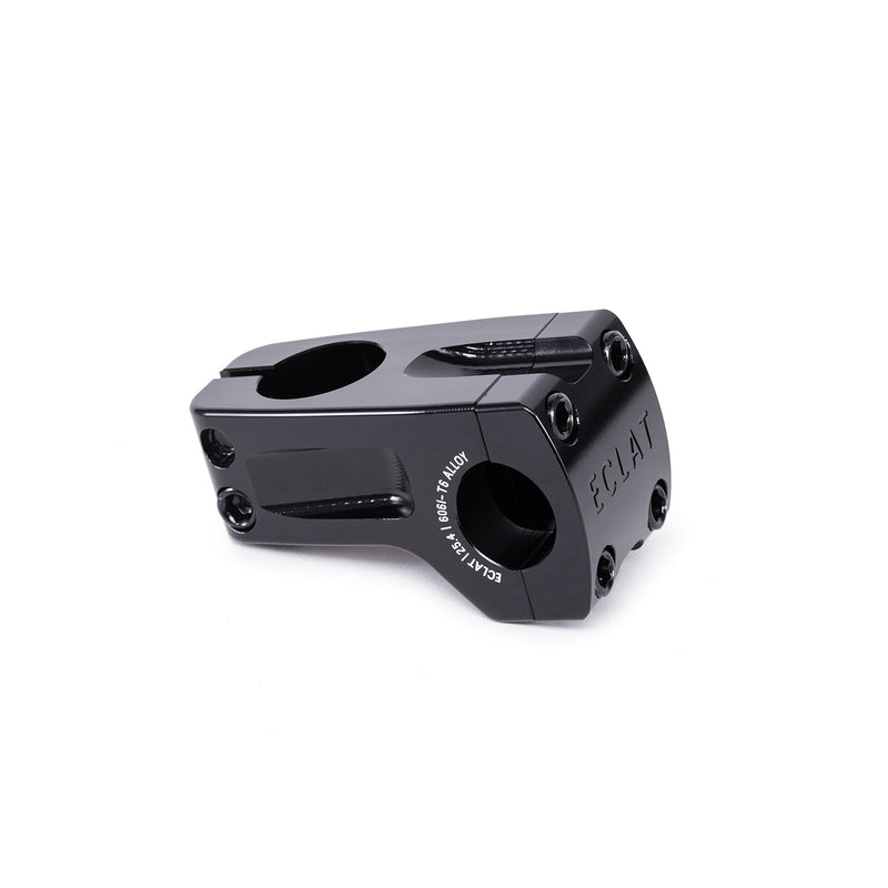 ÉCLAT DOMAIN FRONT LOAD STEM, CNC machined 6061-T6 alloy, black, 50mm reach, wider faceplate.