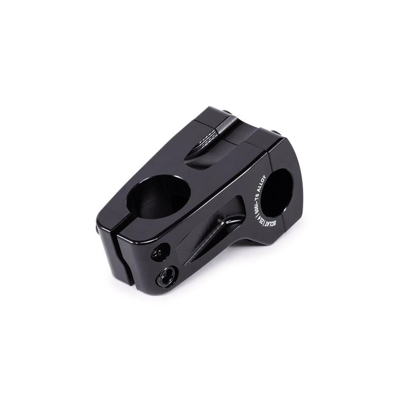 ÉCLAT Domain Front Load Stem, black CNC machined 6061-T6 alloy with 50mm reach, wider faceplate.