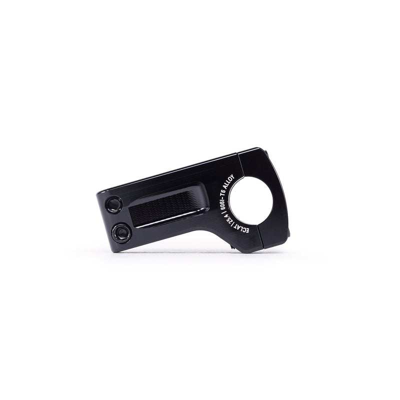 ÉCLAT Domain front load stem in black, CNC machined 6061-T6 alloy with 50mm reach and wider faceplate for improved clamping.
