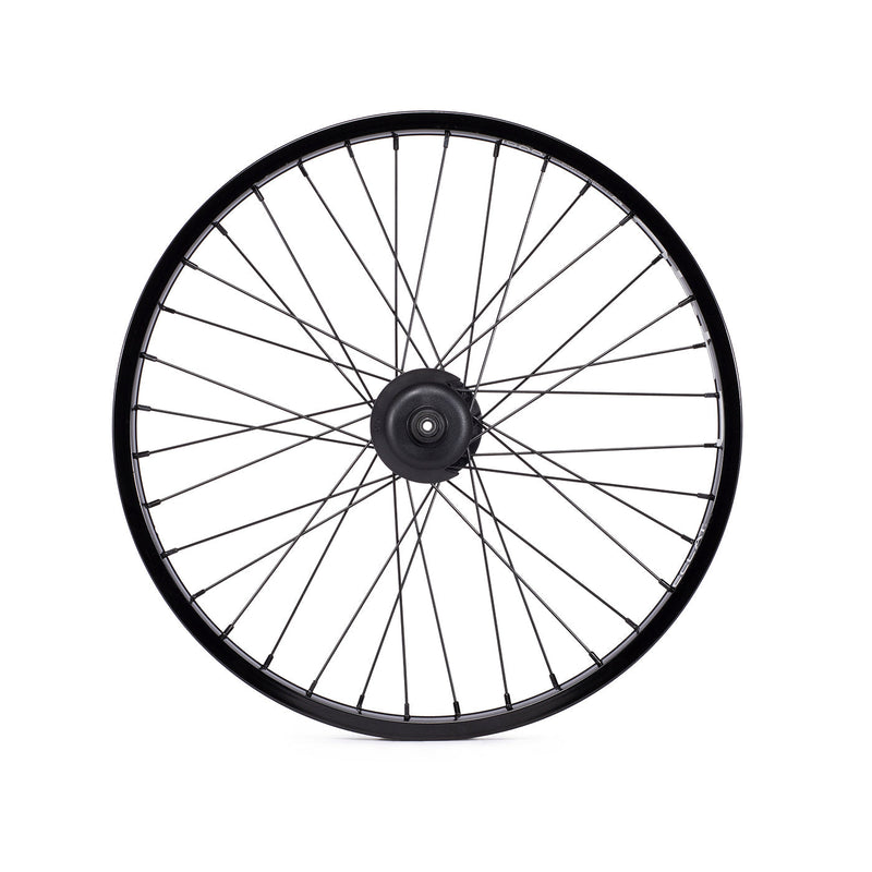 ÉCLAT E440/CORTEX FREECOASTER rear wheel with stainless steel spokes and black nipples.