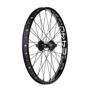 ÉCLAT E440/Cortex front wheel, 36h with 6061-T6 alloy rim, stainless steel spokes, nylon hub guards.
