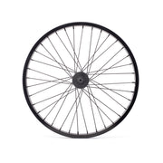 ÉCLAT E440/SEISMIC FRONT WHEEL with black stainless steel spokes and sealed hub.