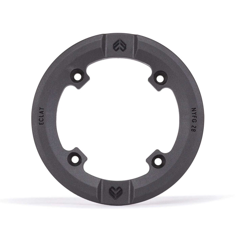 Eclat Elevate Guard Sprocket solid CNC 6061-T6 alloy with replaceable nylon fiberglass guard for BMX bikes, available in 25t and 28t.