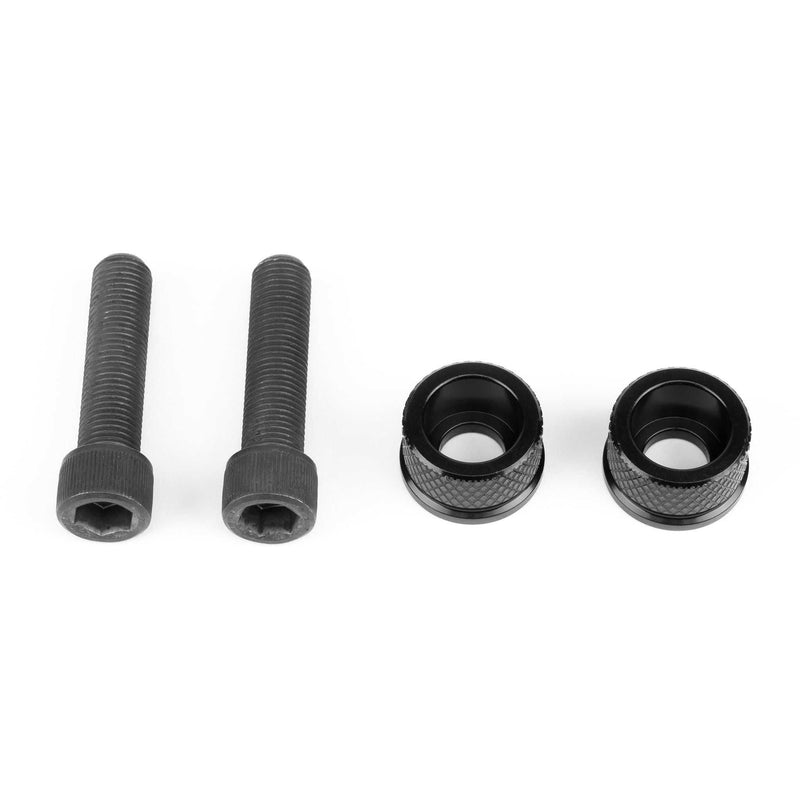 ÉCLAT Exile Hub spare parts including two black bolts and two black knurled hub end caps