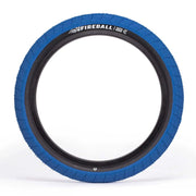 Blue ÉCLAT FIREBALL TIRE designed for street riding, featuring grind-resistant tread, 2.40" width, Pangolin sidewall, and Cobweb layer for durability.