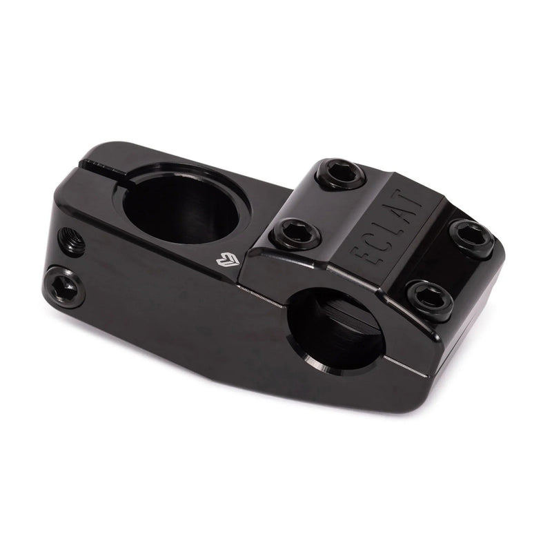 Black ÉCLAT METRA STEM high-rise BMX bike stem with wide faceplate and four large head bolts.