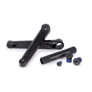 Black ÉCLAT ONYX CRANKS with chromoly arms, 24mm ultra hollow axle, screws, and spacers for BMX bikes