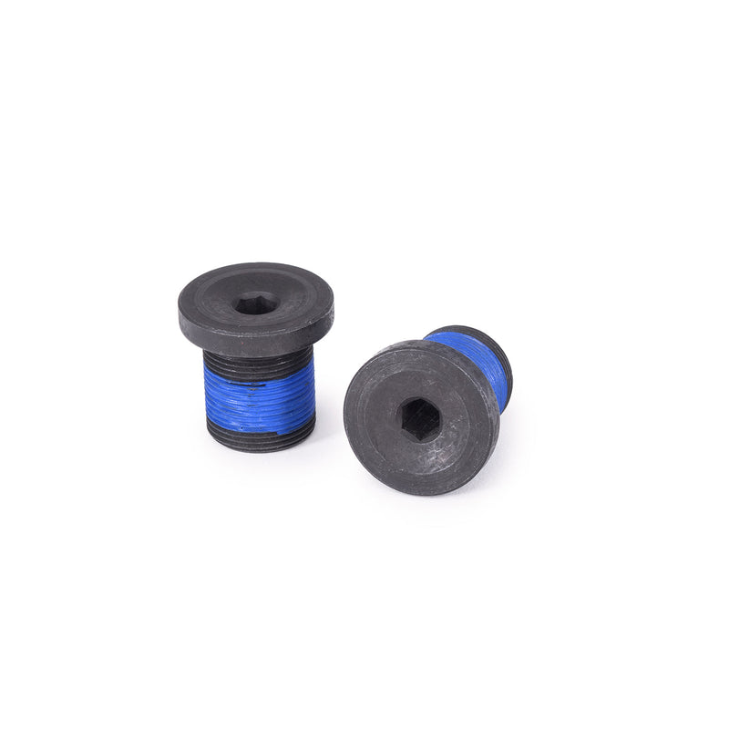 ÉCLAT Onyx Crank Bolt in black with blue thread lock for secure bike crankset installation