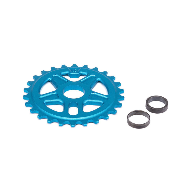 ÉCLAT ONYX SPROCKET blue double-sided design with adapters, cold-forged for increased strength.