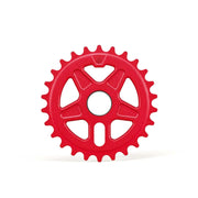 Red ÉCLAT ONYX SPROCKET, cold-forged alloy, two-sided design, 25t size.