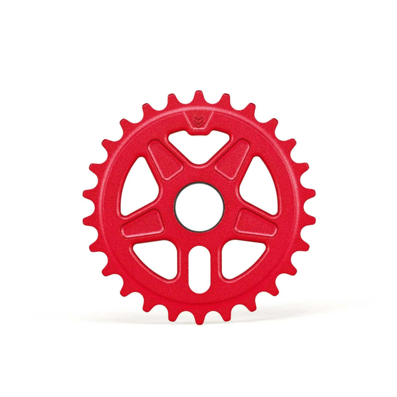 Red ÉCLAT ONYX SPROCKET, cold-forged alloy, two-sided design, 25t size.