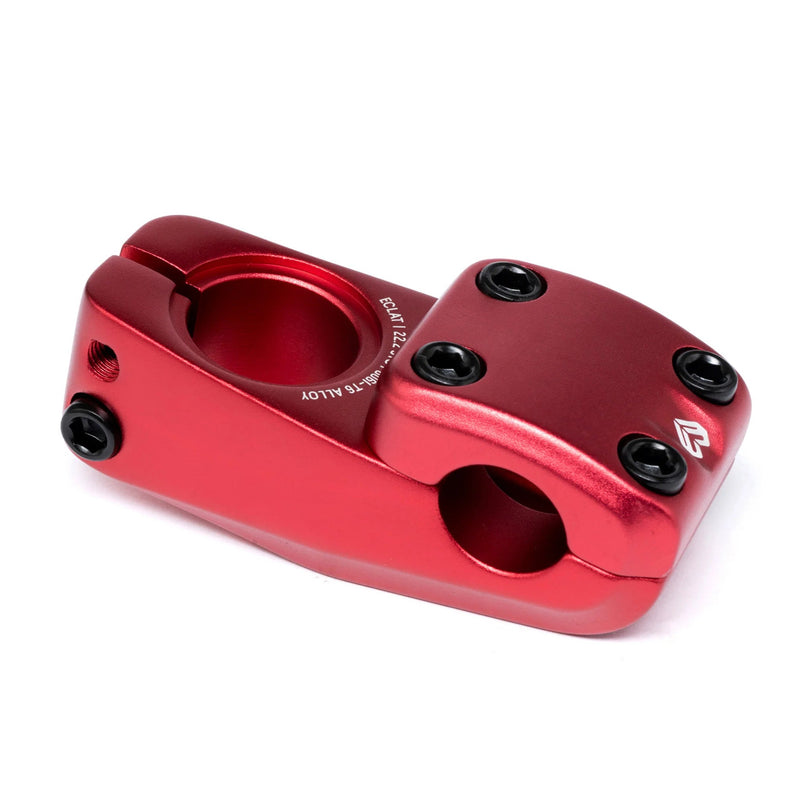 Red ÉCLAT ONYX STEM, cold-forged 6061-T6 alloy, smooth design, suitable for 25.4mm bars.