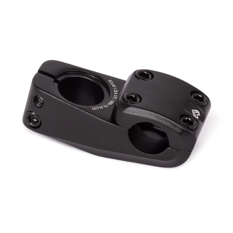 ÉCLAT ONYX STEM, cold-forged BMX handlebar stem in black, 25.4mm clamping, featuring STC grip and smooth design.