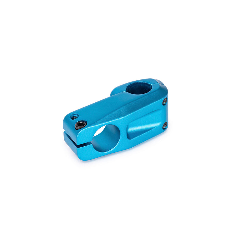 ÉCLAT ONYX STEM in blue, cold-forged design, 25.4mm clamping, 6061-T6 alloy.
