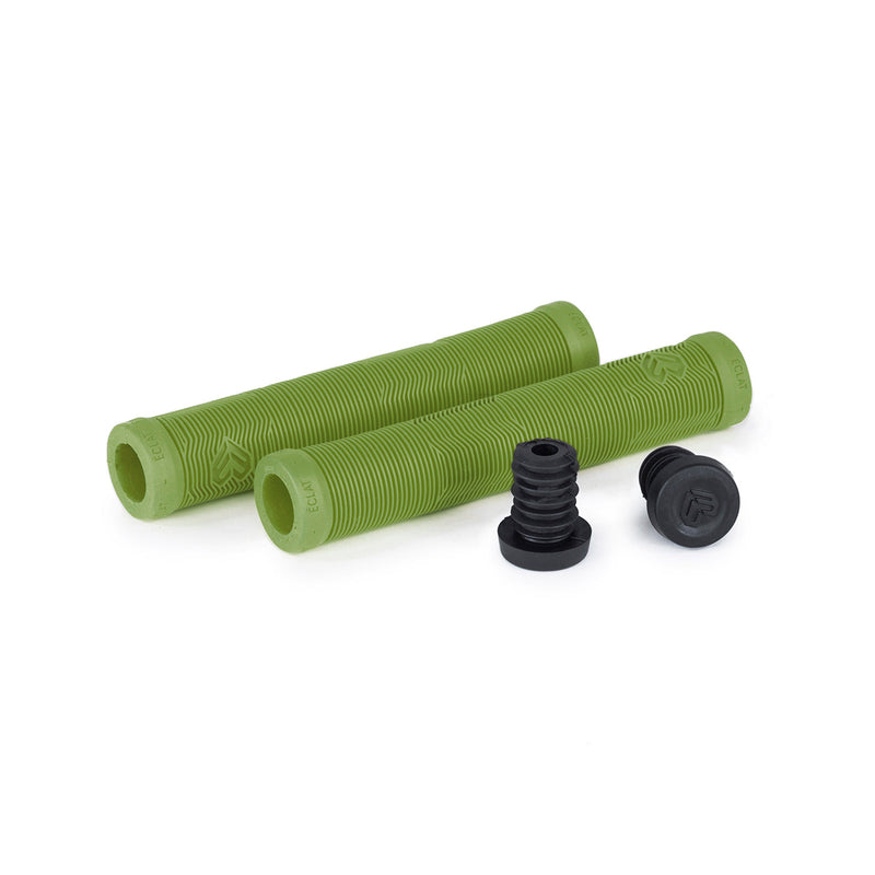 ÉCLAT PULSAR GRIP in green with nylon barends, flangeless mushroom style, made from soft rubber by ODI.