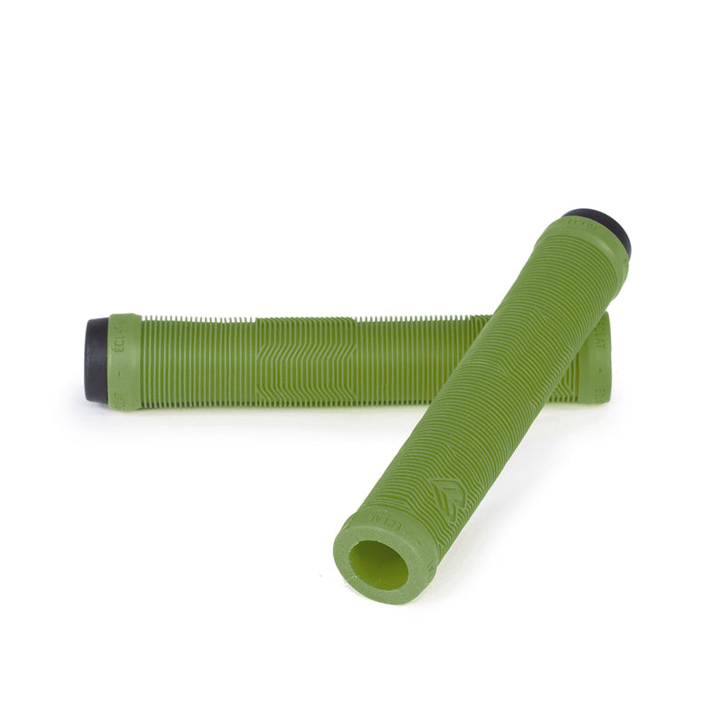 ÉCLAT PULSAR GRIP, green, flangeless mushroom style bike grips made in USA by ODI, 165mm x 29.5mm, super soft rubber compound.