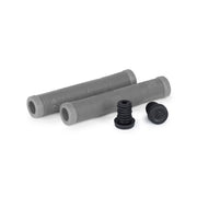 ÉCLAT PULSAR GRIP, grey flangeless mushroom style bicycle grips with nylon barends, made by ODI, durable and soft rubber.
