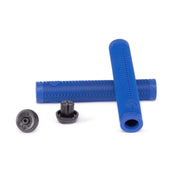 Blue ÉCLAT SHOGUN GRIP bicycle handlebar grips with ridged texture and black Techbolt barends
