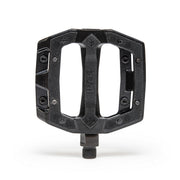 Black ÉCLAT Slash alloy bicycle pedal with replaceable pins and loose ball bearings.